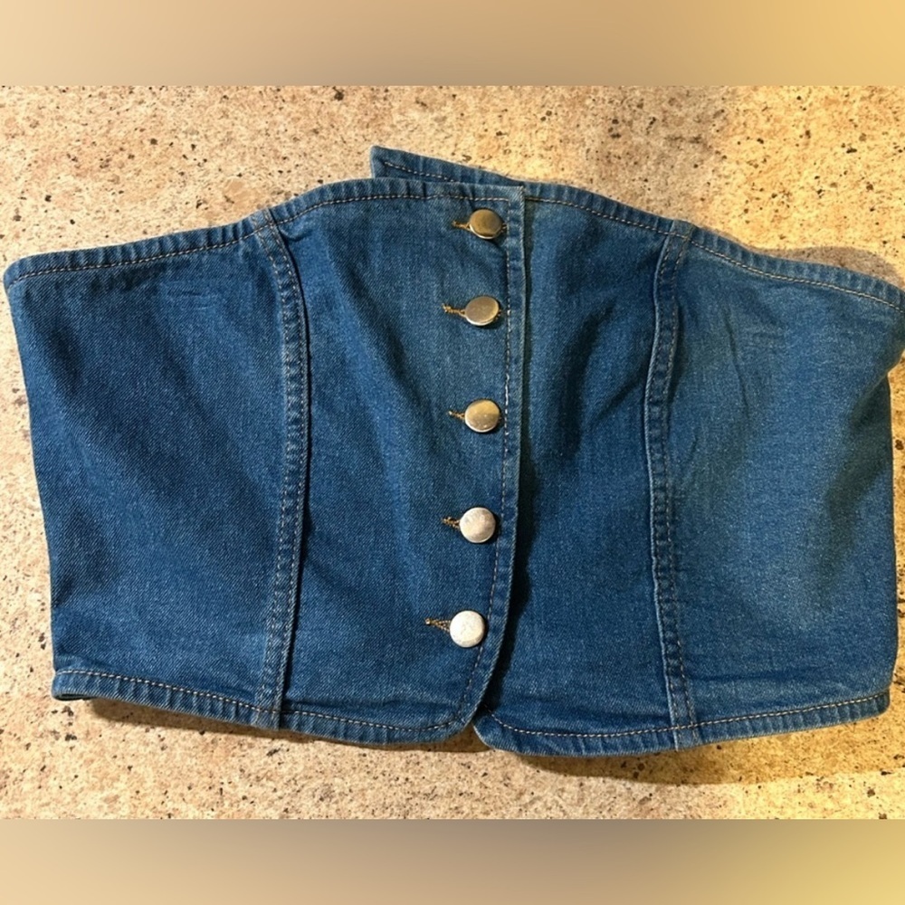 NWT - La Armario Denim Button Front Tube Top - Various Sizes